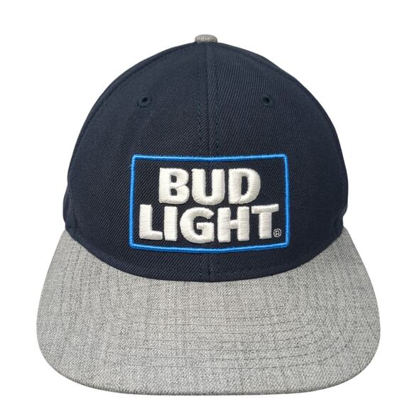 Bud Light Snapback Hat Blue One Size Adjustable Colorblock 6 Panel - Picture 1 of 10